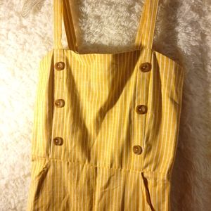 Mustard white stripped Jump Suit